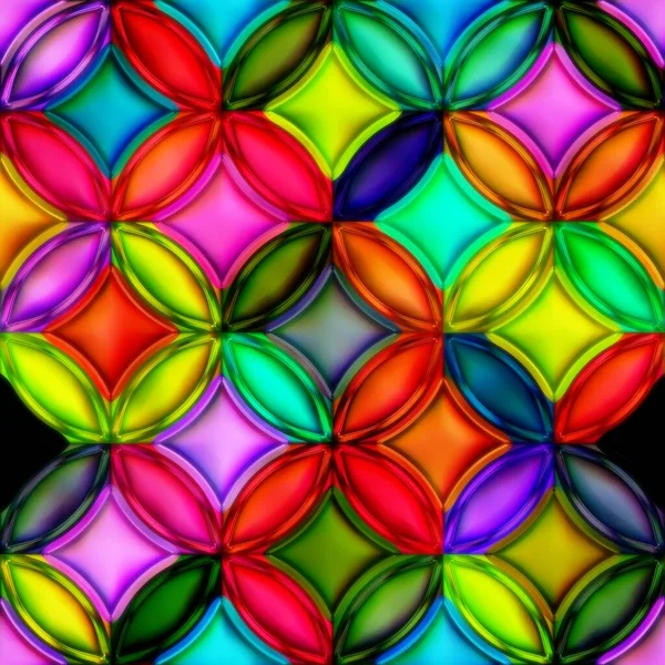 明亮的重复彩色玻璃几何图案 — 图库照片