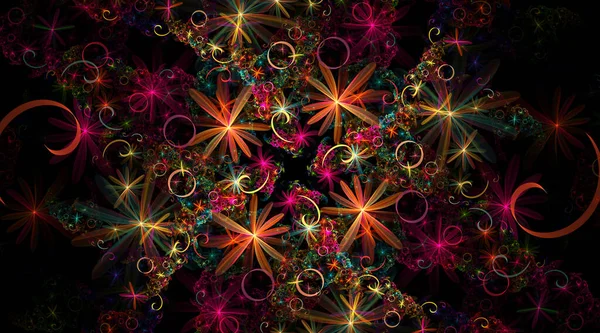 Fond Floral Éclatant Fractal Art Fractal — Photo