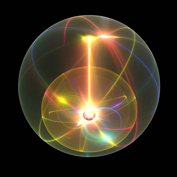 分形透明发光球体背景 球闪电 分形艺术 — 图库照片