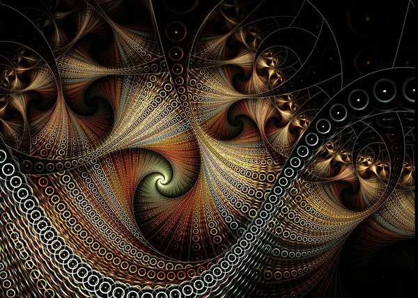 추상적 Fractal Rings Network Background Fractal Art — 스톡 사진