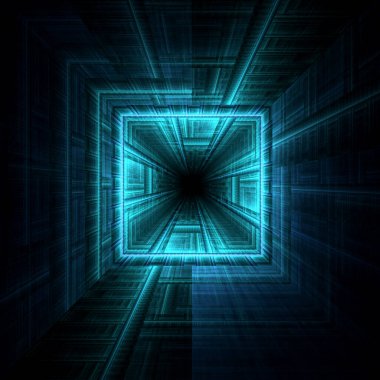 Fractal HiTech Koridoru Duvarı Sonsuzluk Arkaplanı - Fraktal Sanat