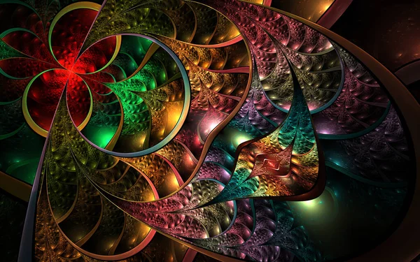 Abstraktní Fraktální Pinnate Pozadí Fractal Art — Stock fotografie