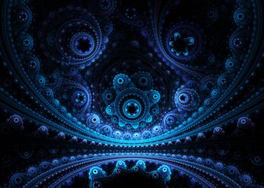 Siyah Arkaplanda Soyut Fraktal Filigran Deseni - Fraktal Sanat