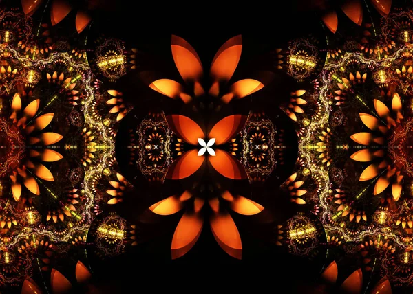 Resumen Fractal Elegante Filigrana Patrón Floral Fondo Árabe Arte Fractal —  Fotos de Stock