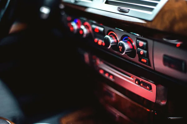 Interior view of car with leather salon.