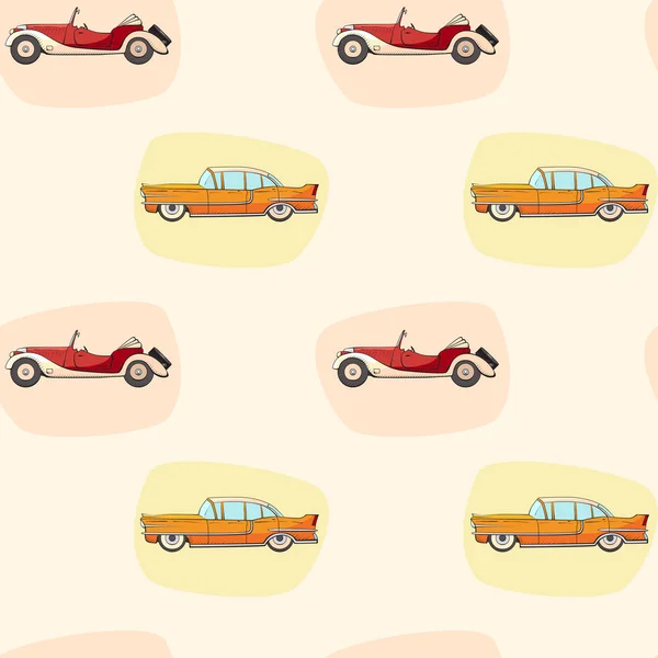 Patrón con coche retro de color para los niños. Patrón sin costura vectorial — Vector de stock