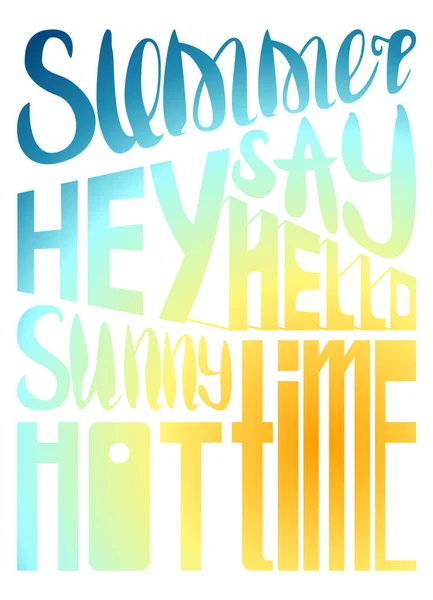 Sommersatz für Print. Orangefarbenes Sonnenbanner mit handgeschriebenen Buchstaben. gezeichnete Buchstaben für Strandbekleidung — Stockvektor