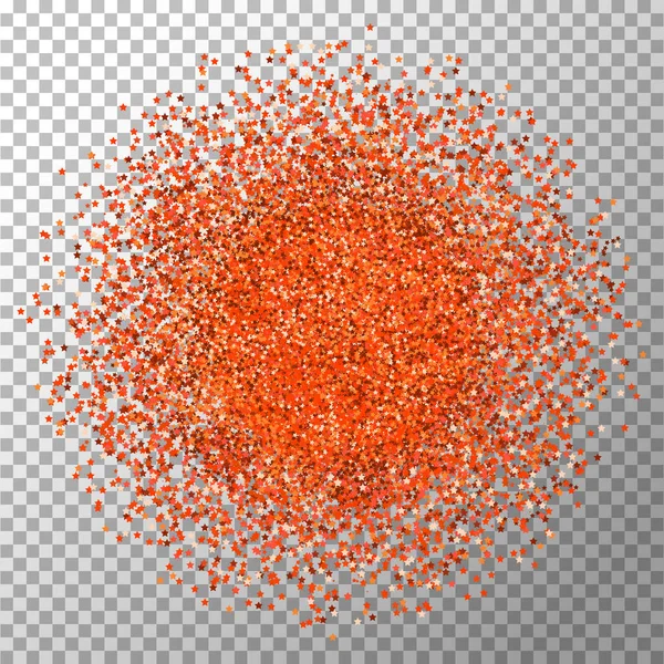 Turuncu sparkles ve ışıltılı toz sprey. Köpüklü glitter parçacıklar açılımına vektör Siyah şeffaf arka plan. Turuncu yıldız ışık parlayan ya da lüks fireworks ve konfeti patlama