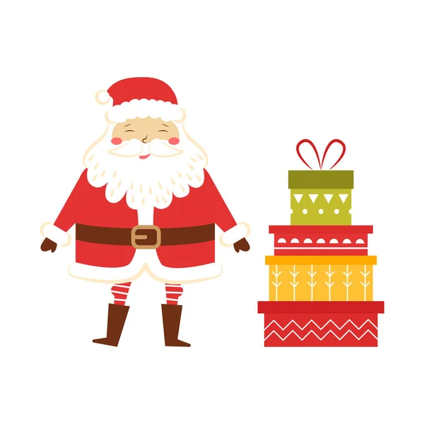 Картка на Новий рік з різдвяною ялинкою та подарунками. Концепція святкового привітання або запрошення — стоковий вектор