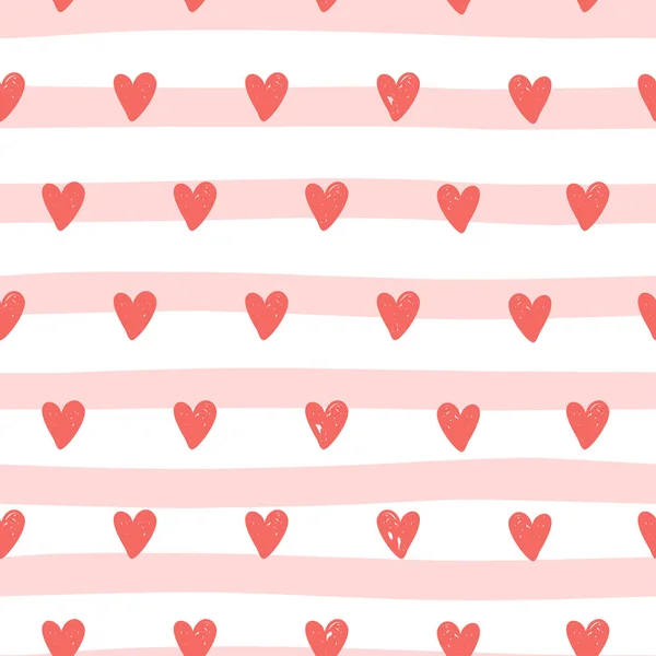 Koral różowy wzór serca. Ilustracja wektorowa doodle — Wektor stockowy