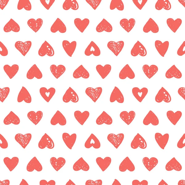 Koral różowy wzór serca. Ilustracja wektorowa doodle — Wektor stockowy