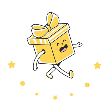 Fiyonklu hediye kutusu. Tatil hediyesi. Vektör görüntüleme beyaz arkaplanda izole edildi