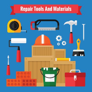 İnşaat ekipman araçları Icons Set içinde a düz çizmek