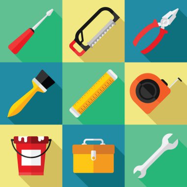 El araçlar Icon Set onarım içinde a düz çizmek için