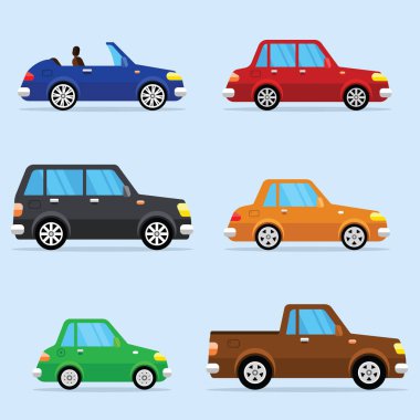 Modern araç vektör düz Icon Set