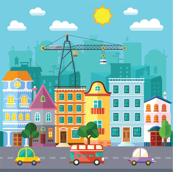 City Street in a Flat Design — Stock Vector