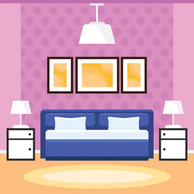 Yatak odası iç mobilya düz bir tasarım ile