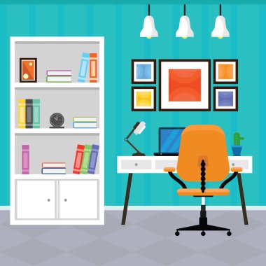 Modern ev ofis iç düz bir tasarım