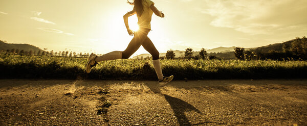 Fit woman running fast