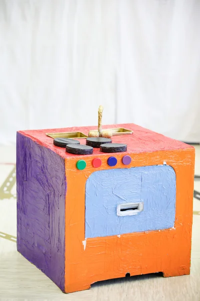 Do-it-yourself kitchen stove, made from paper box — Stock Photo, Image