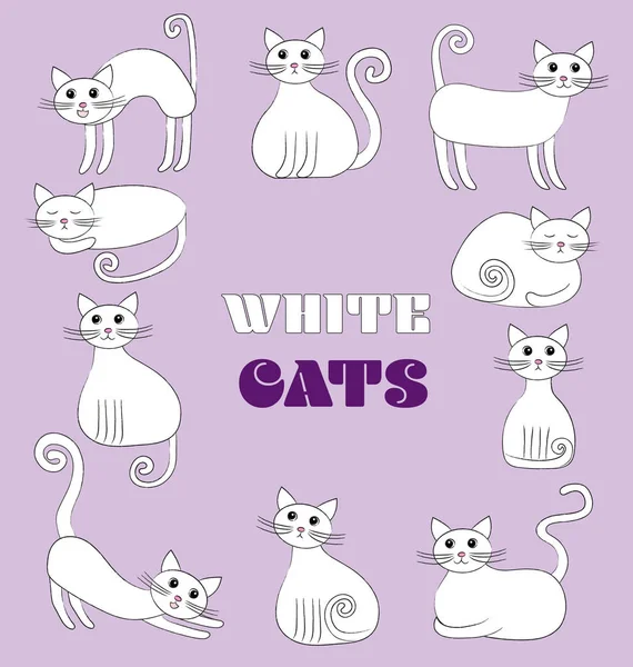 Иллюстрация белых кошек — стоковый вектор