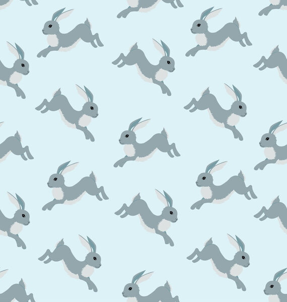 Бесшовный рисунок с бегущим зайцем
