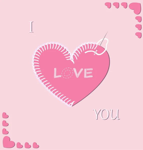 Romantic embroidered heart — Stock Vector