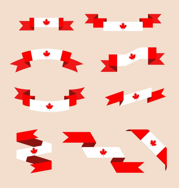 Ribbons or banners in colors of Canadian flag — Stock Vector