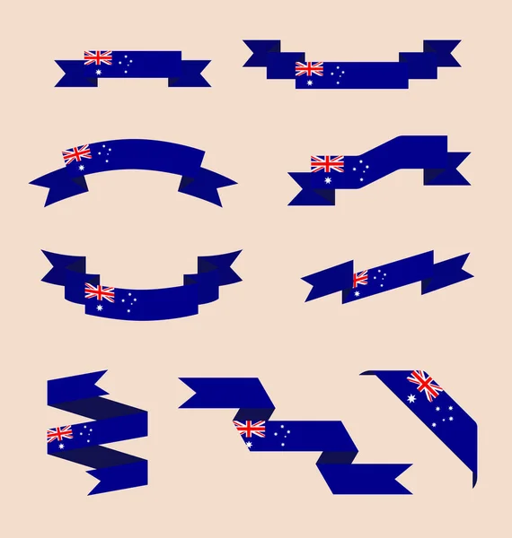 Fitas ou banners em cores de bandeira australiana — Vetor de Stock