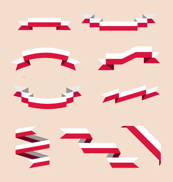 Nastri o striscioni in colori della bandiera polacca — Vettoriale Stock