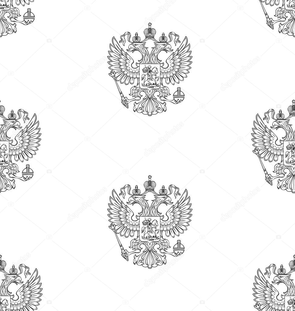 Seamless pattern with russian outlined coat of arms