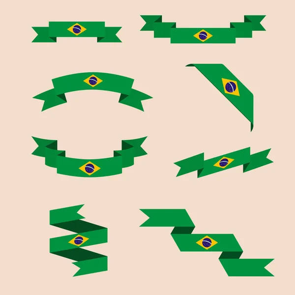 Fitas ou bandeiras em cores da bandeira brasileira — Vetor de Stock