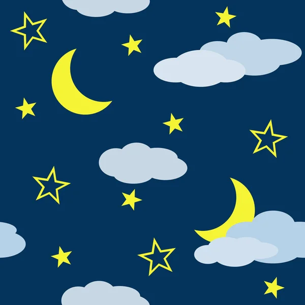 Seamless pattern with night scene — Stock Vector
