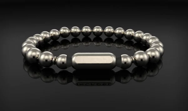 Silver bracelet isolated on black — Stock Photo, Image