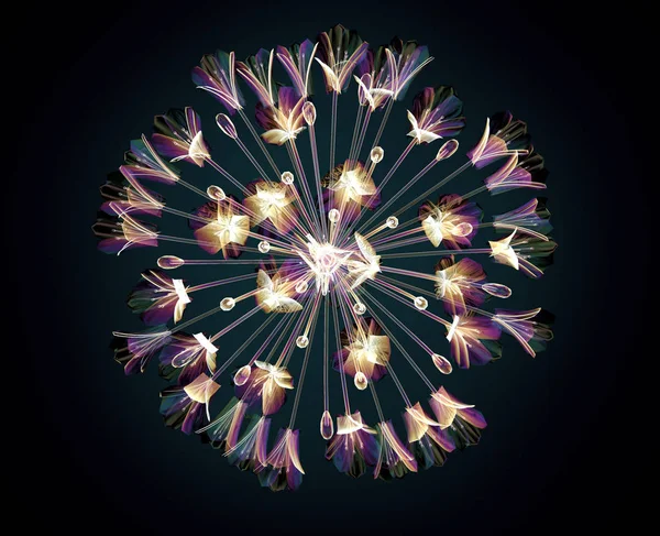 Kolor szkła kwiat na białym tle na czarno, Agapant Bell — Zdjęcie stockowe