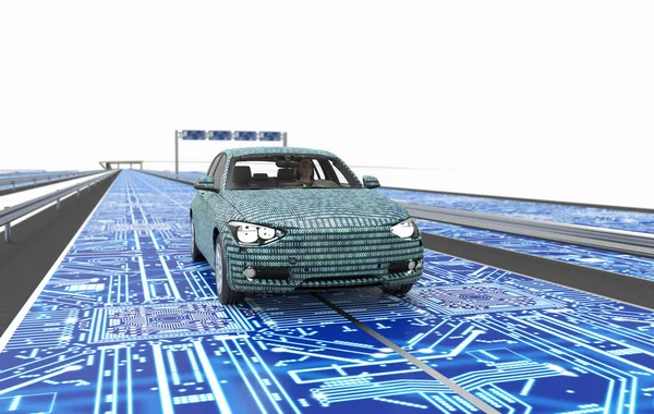 Kendini elektronik bilgisayar araba yolda