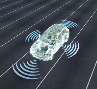 Kendini elektronik bilgisayar arabalar yolda