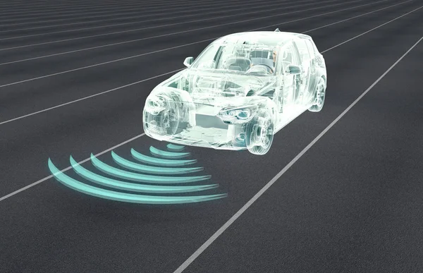 Selbstfahrende elektronische Computerautos auf der Straße — Stockfoto