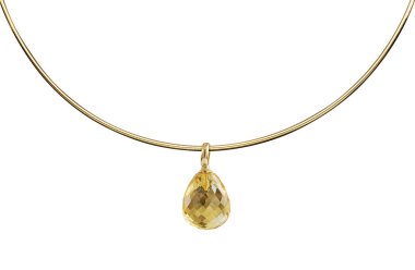 İzole gemstone beyaz altın kolye