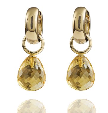 İzole gemstone beyaz altın küpe