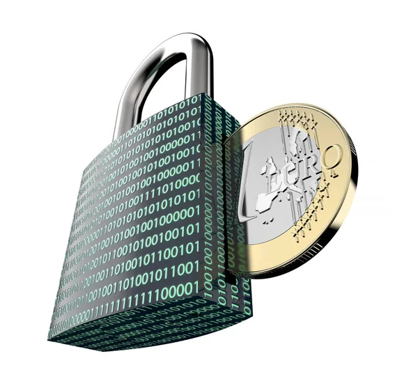 Malware attack concept padlock with money — Stock Photo, Image