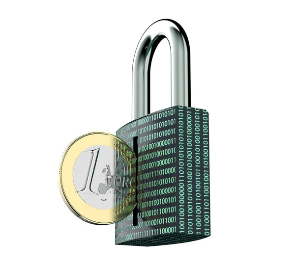Malware attack concept padlock with money — Stock Photo, Image