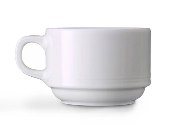 Tasse blanche sur fond blanc . — Photo