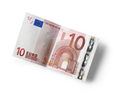 On euro banknot üzerinde beyaz izole