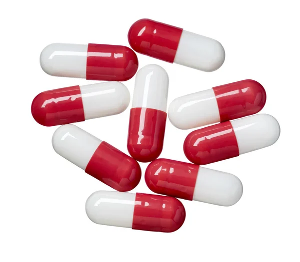 Medical, red and white Pills isolated on white — Stock Photo, Image