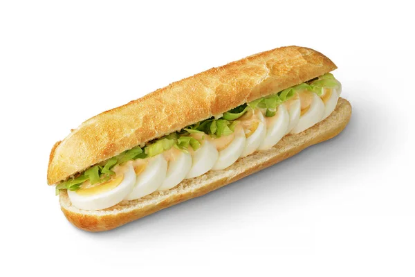 Vegetáriánus szendvics tojással elszigetelt fehér — Stock Fotó