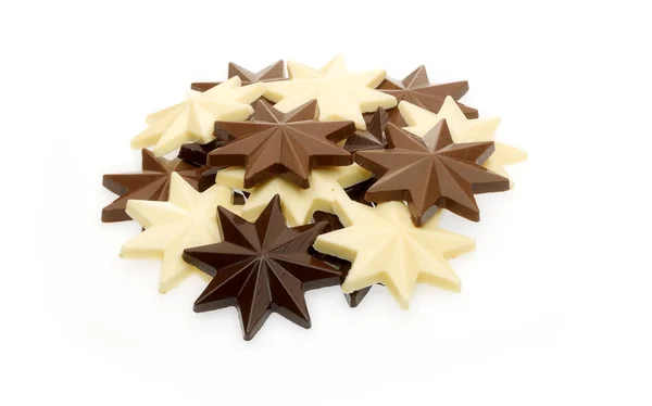 Estrela chocolate doce no fundo branco — Fotografia de Stock
