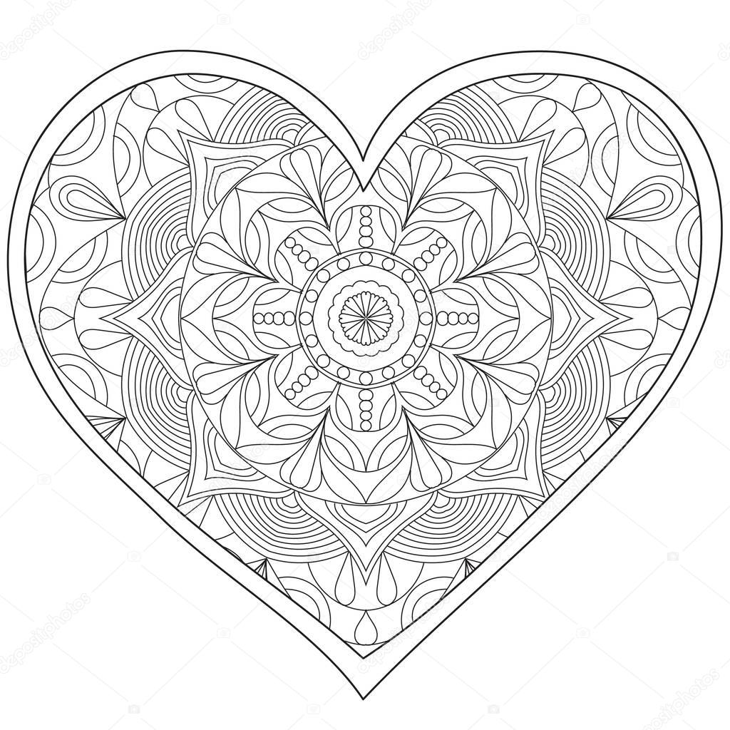 Hier vind je altijd de leukste kleurplaten. Coeur, amour circulaire mandala pour adultes. Livre de ...