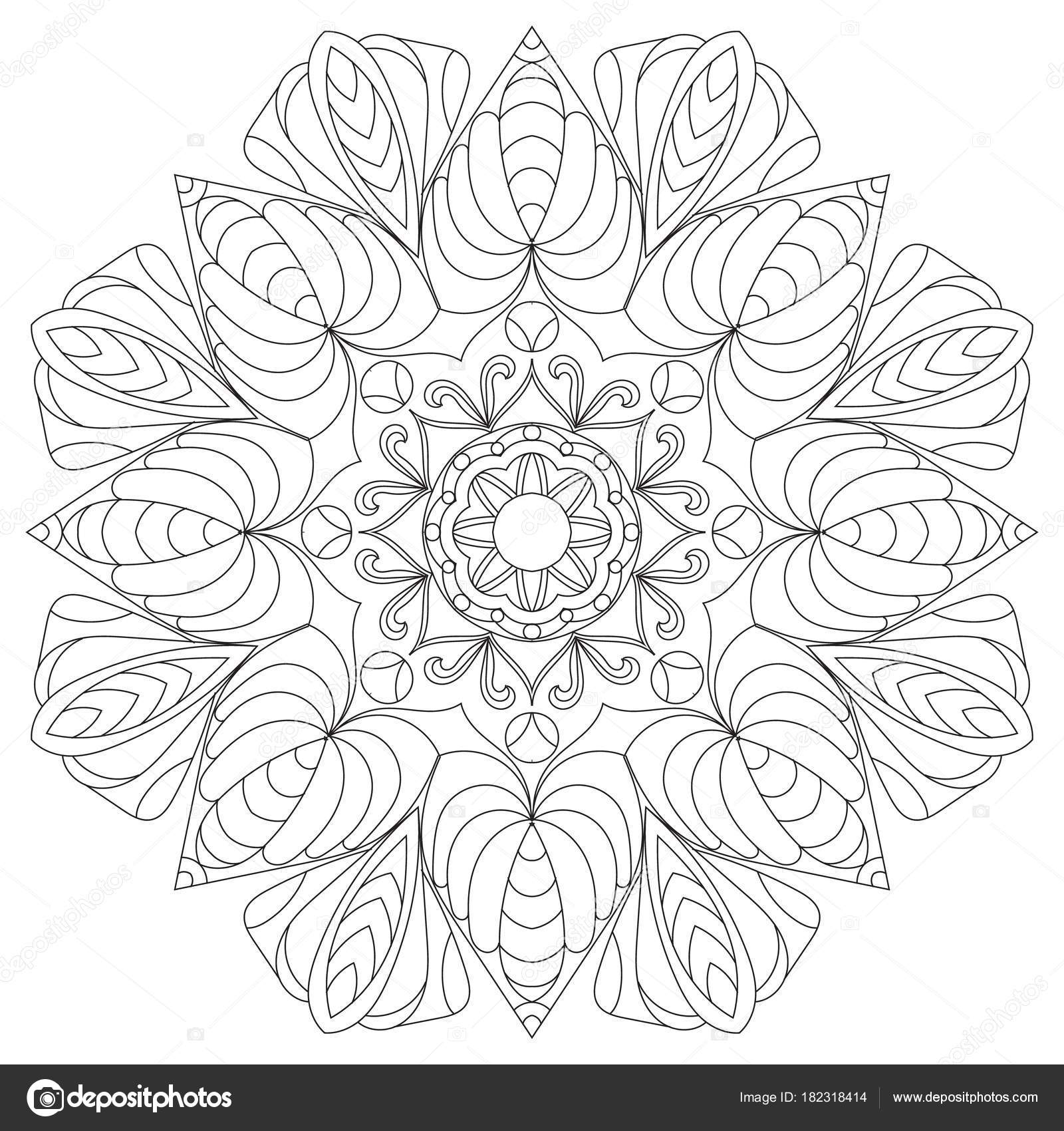 Flower Circular Mandala For Adults Coloring Book Page Design A