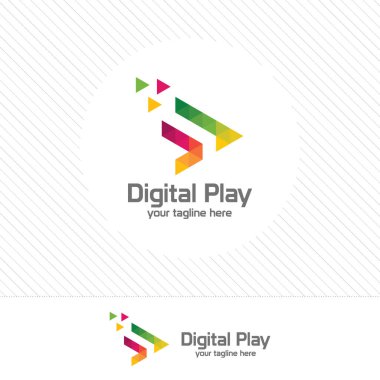 Logo tasarlamak vektör ile üçgen pixel renkli medya yürütme.